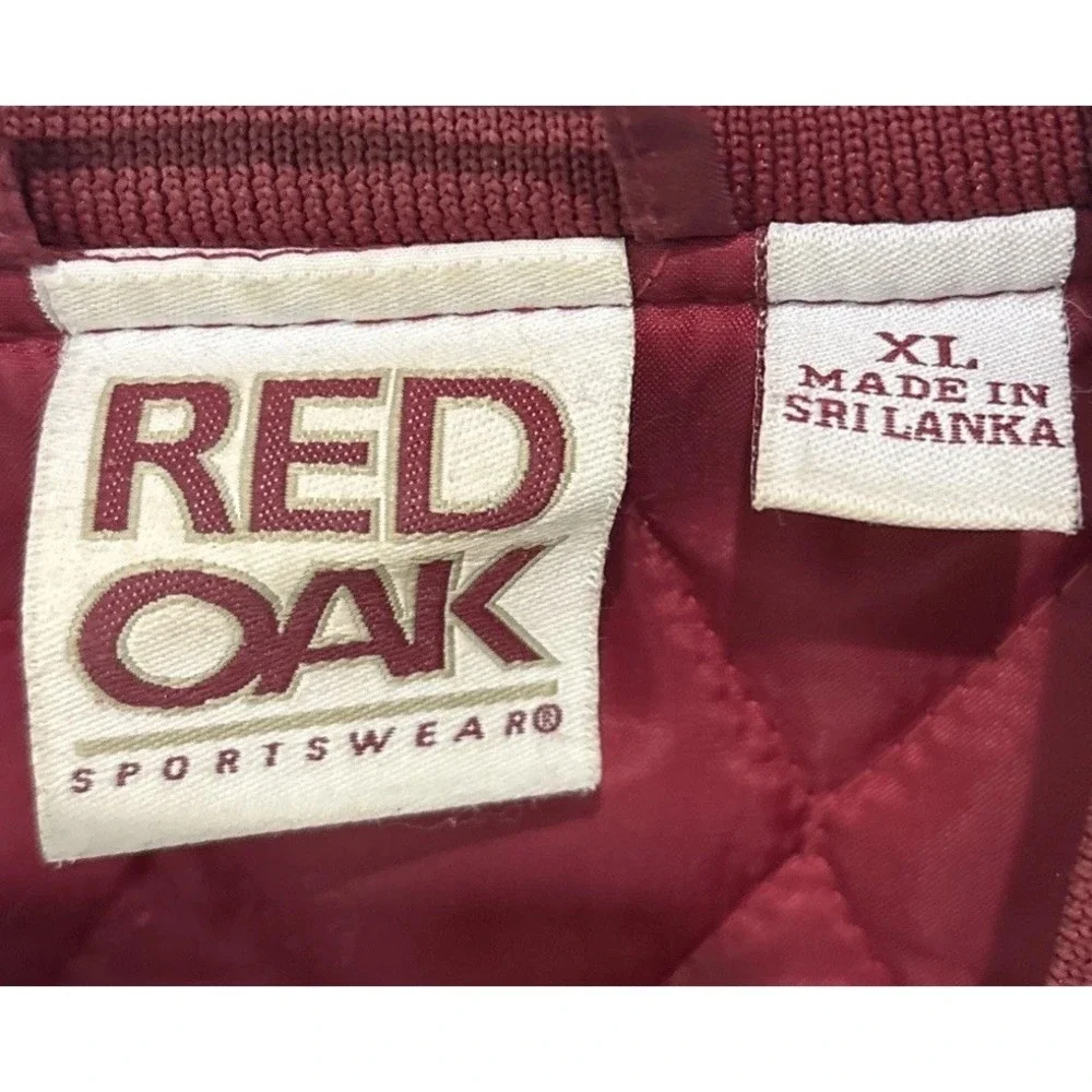 Oklahoma Sooners Vintage Red Oak Bomber Jacket XL Maroon Red Nylon Varsity 4421 - Picture 9 of 13